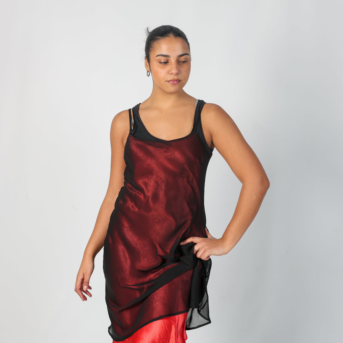 Black Y2K Miss Couture Woven Midi Dress (M)