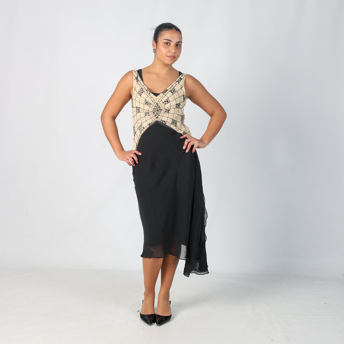 Black Y2K Dream Woven Maxi Dress (M)