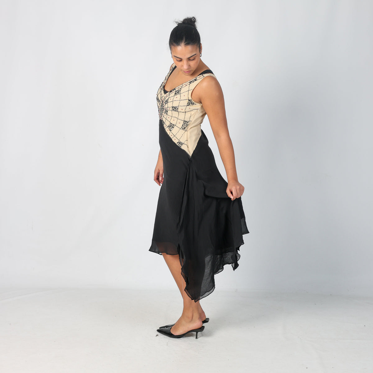 Black Y2K Dream Woven Maxi Dress (M)