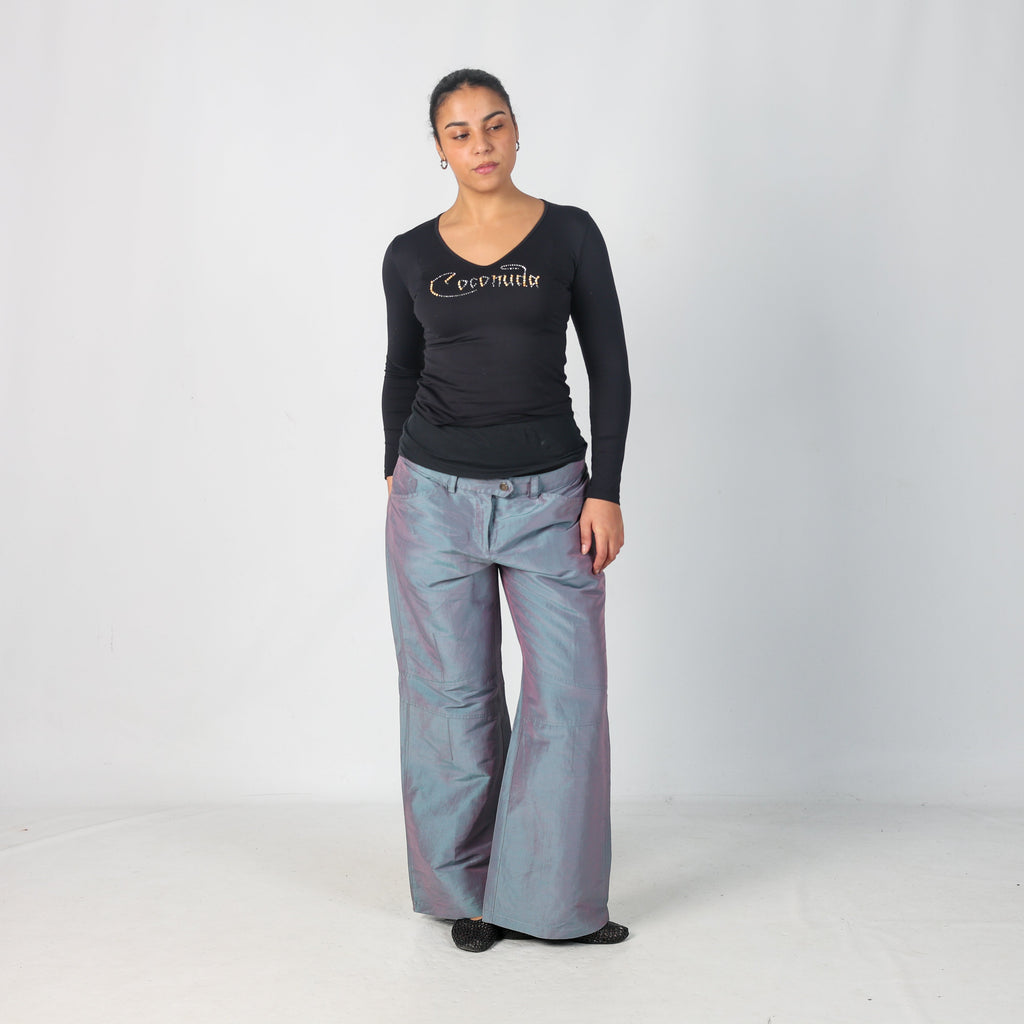 Grey Y2K Armani Woven Trousers Linen Silk Blend (L)