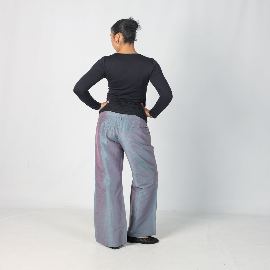 Grey Y2K Armani Woven Trousers Linen Silk Blend (L)