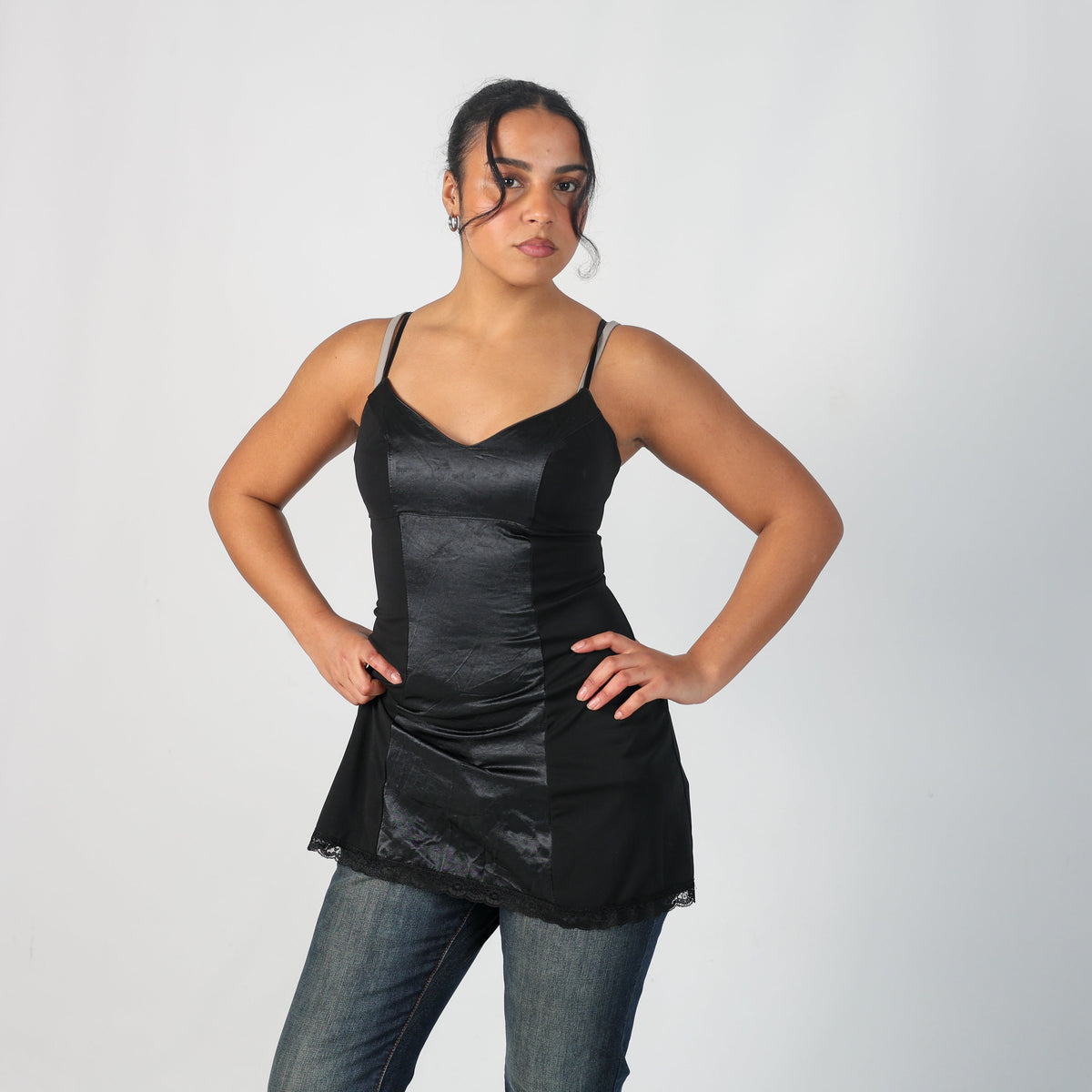Black Y2K Made in Italy Cami (M)