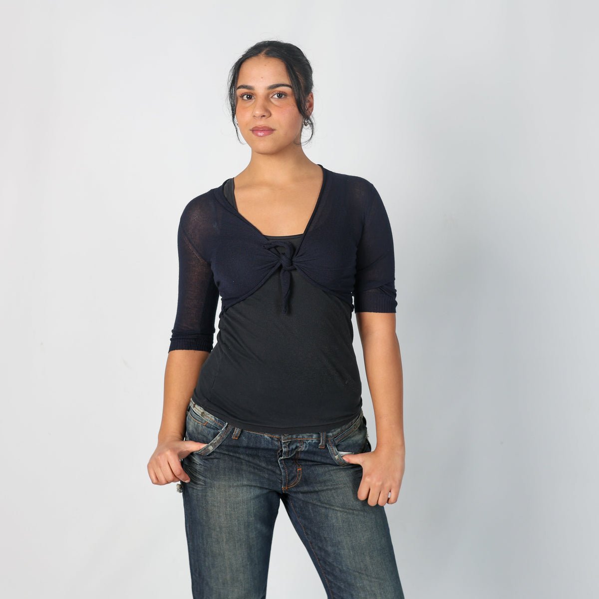Navy Blue Y2K Max&Co. Knitted Top (S)