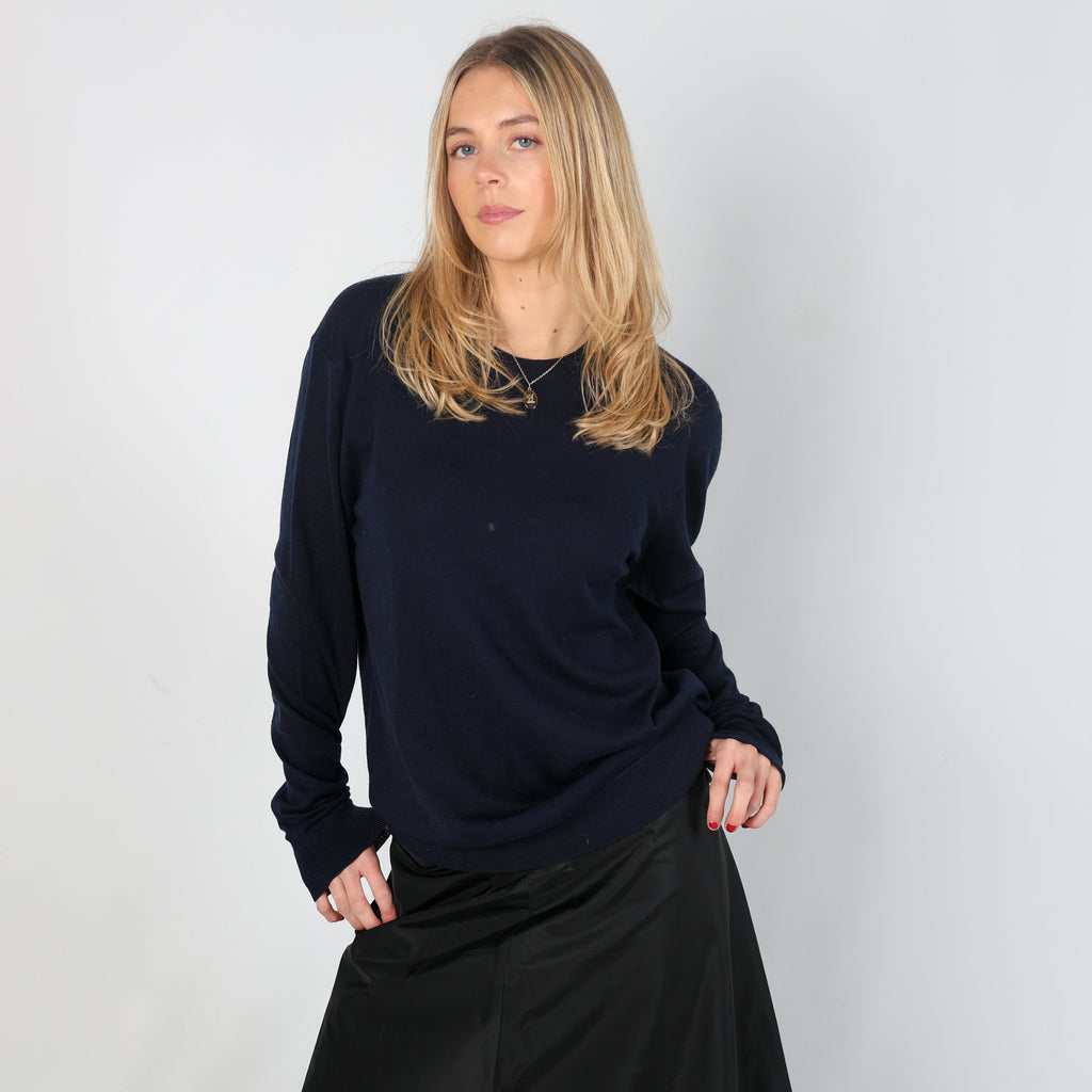 Navy Blue Y2K Aquascutum Knitted Jumper (L)