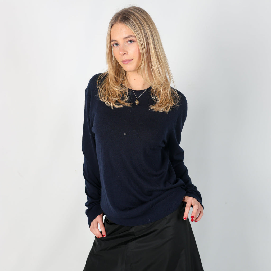 Navy Blue Y2K Aquascutum Knitted Jumper (L)