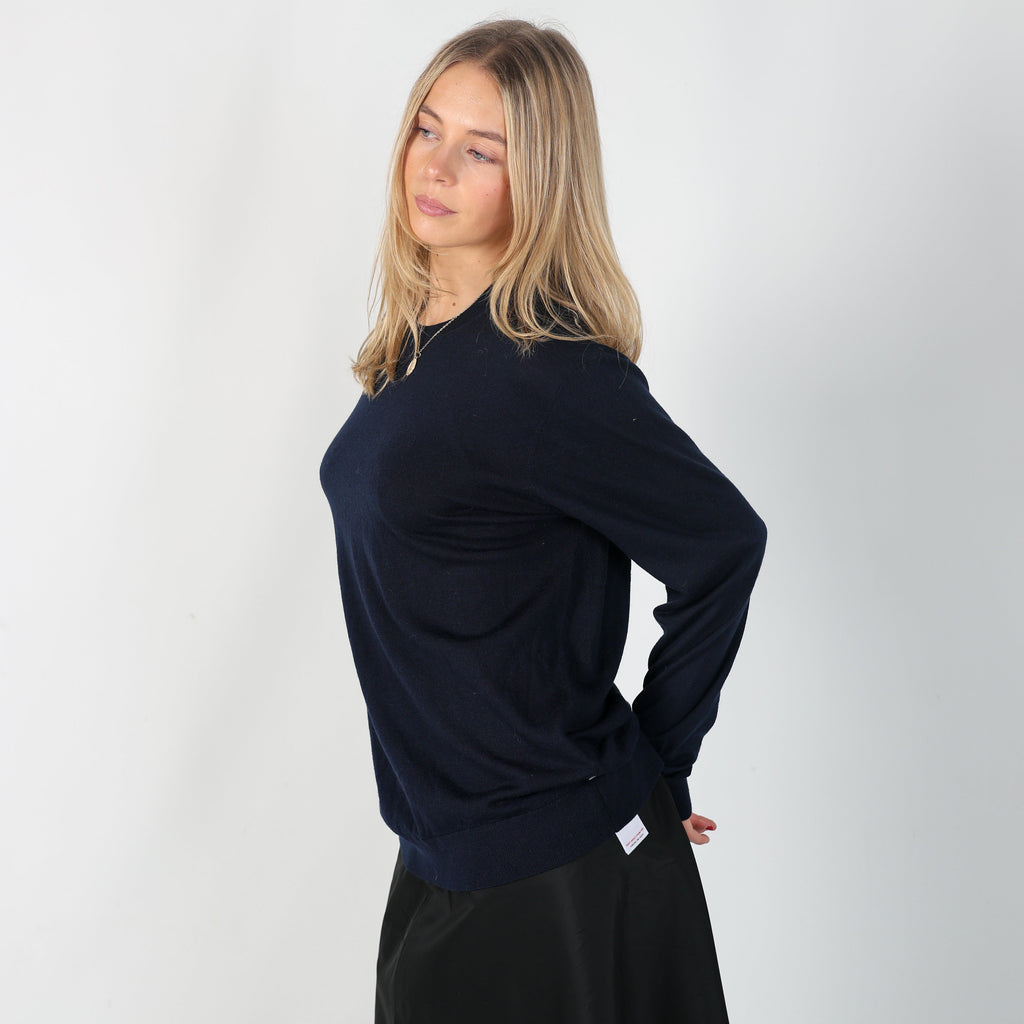 Navy Blue Y2K Aquascutum Knitted Jumper (L)