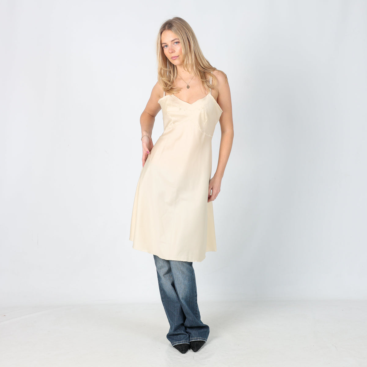 Cream Y2K Lola Slip Dress (M)