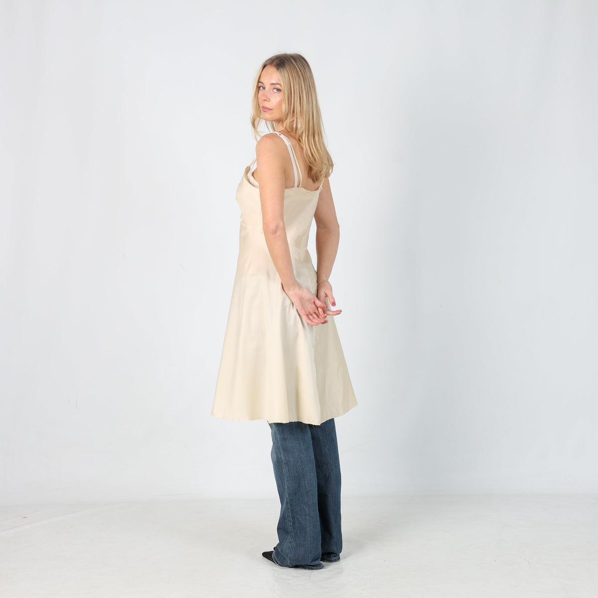 Cream Y2K Lola Slip Dress (M)