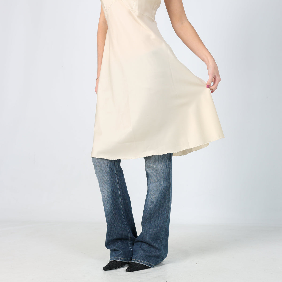 Cream Y2K Lola Slip Dress (M)