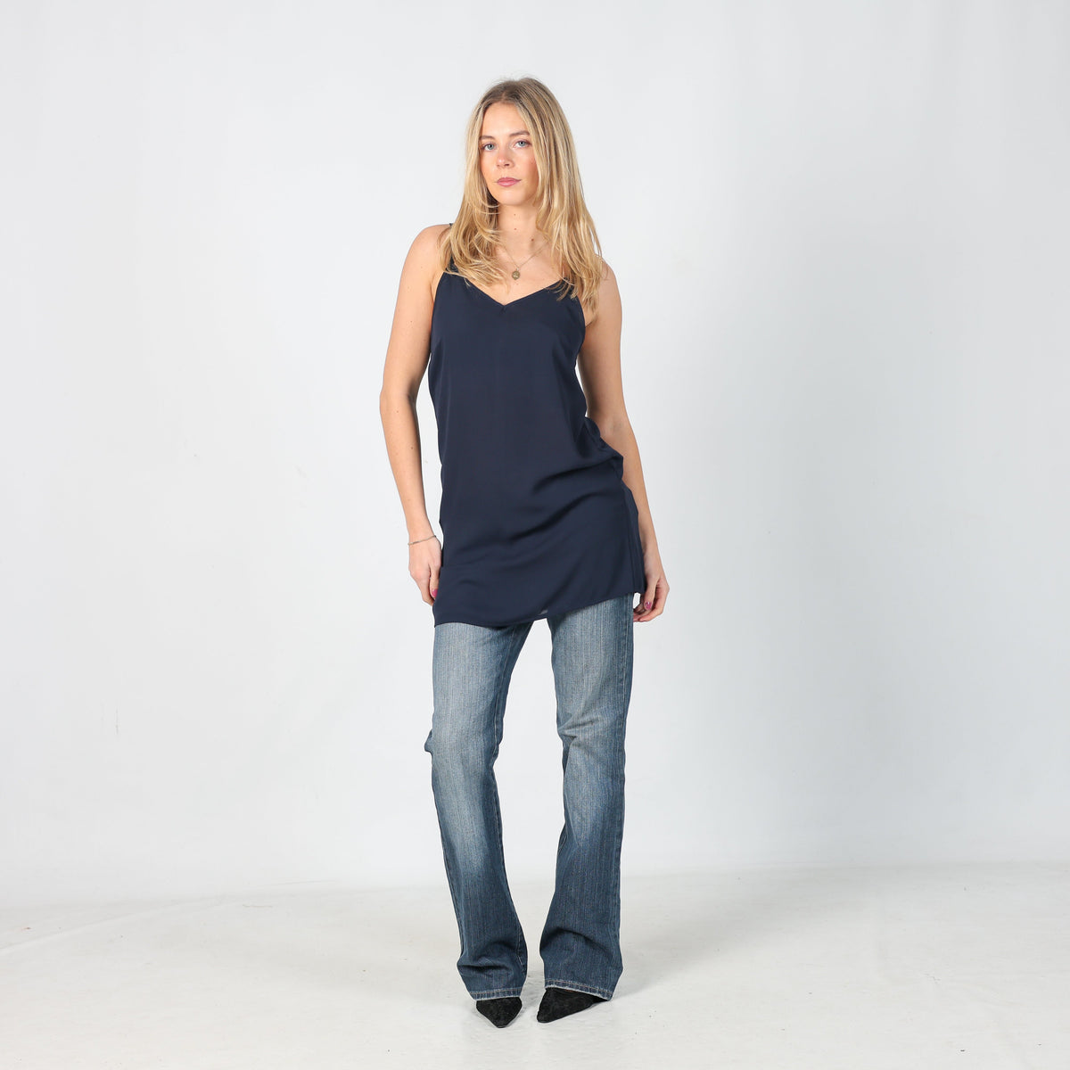 Navy Blue Y2K Slip Dress (S)