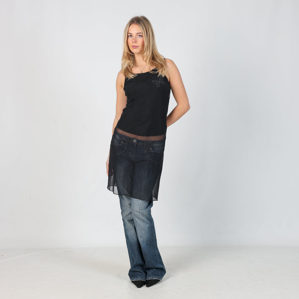 Black Y2K United Colors of Benetton Slip Dress (XS)