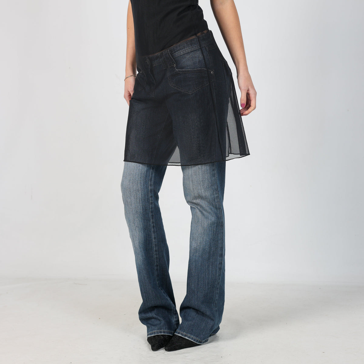 Black Y2K United Colors of Benetton Slip Dress (XS)