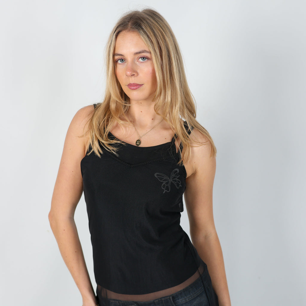 Black Y2K United Colors of Benetton Slip Dress (XS)