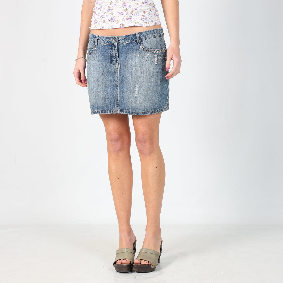 Light Blue Y2K Esisto Denim Mini Dress (M)