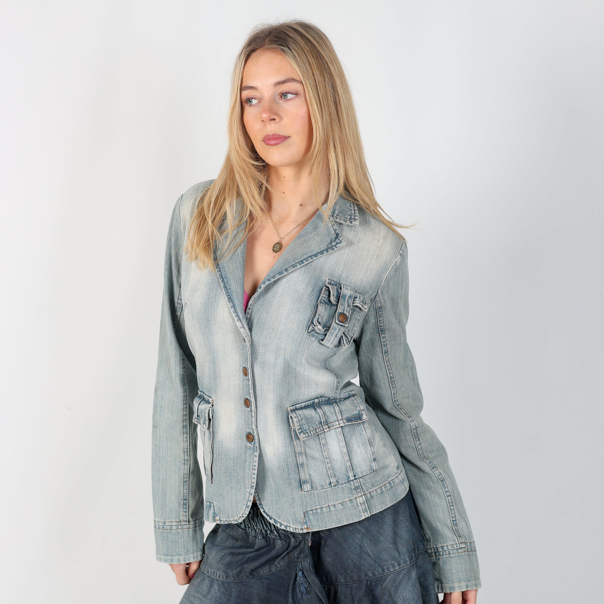 Light Blue Y2K EXTYN Italia Denim Jacket (S)