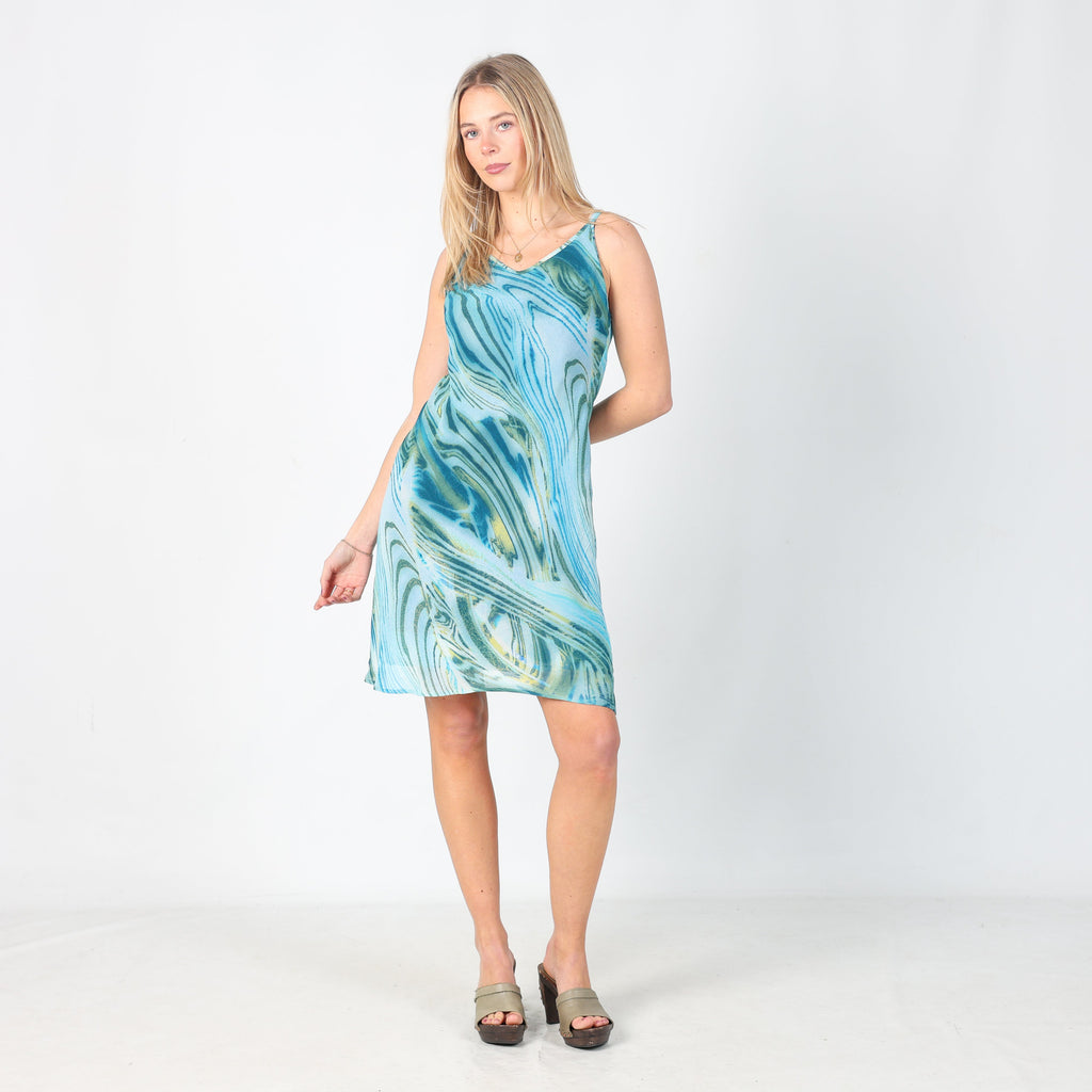 Blue Y2K Made in Italy Woven Midi Dress (S)