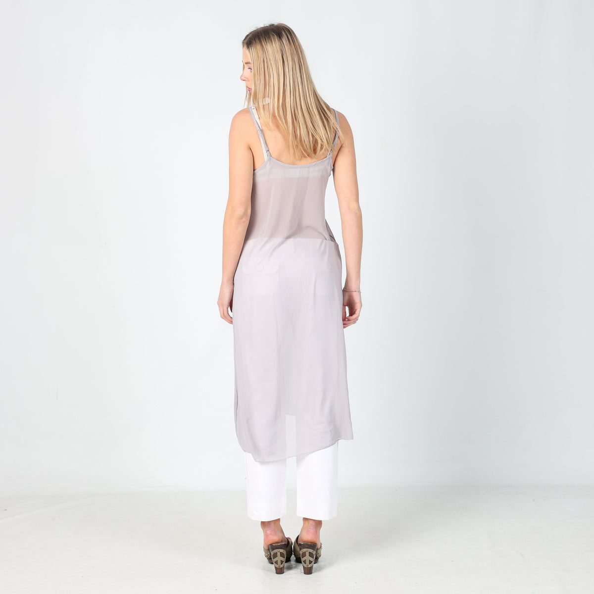 Light Grey Y2K Slip Dress (S)
