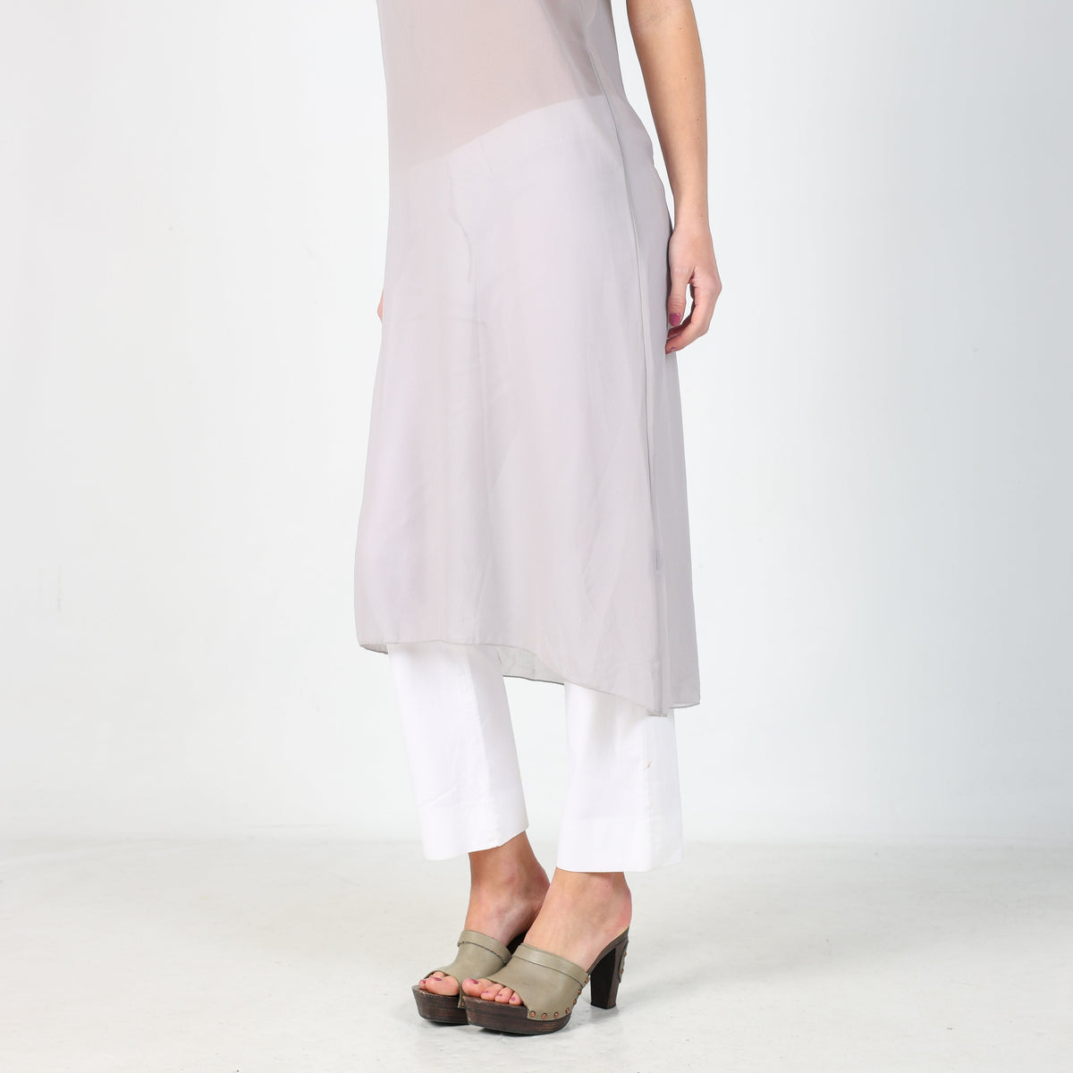 Light Grey Y2K Slip Dress (S)
