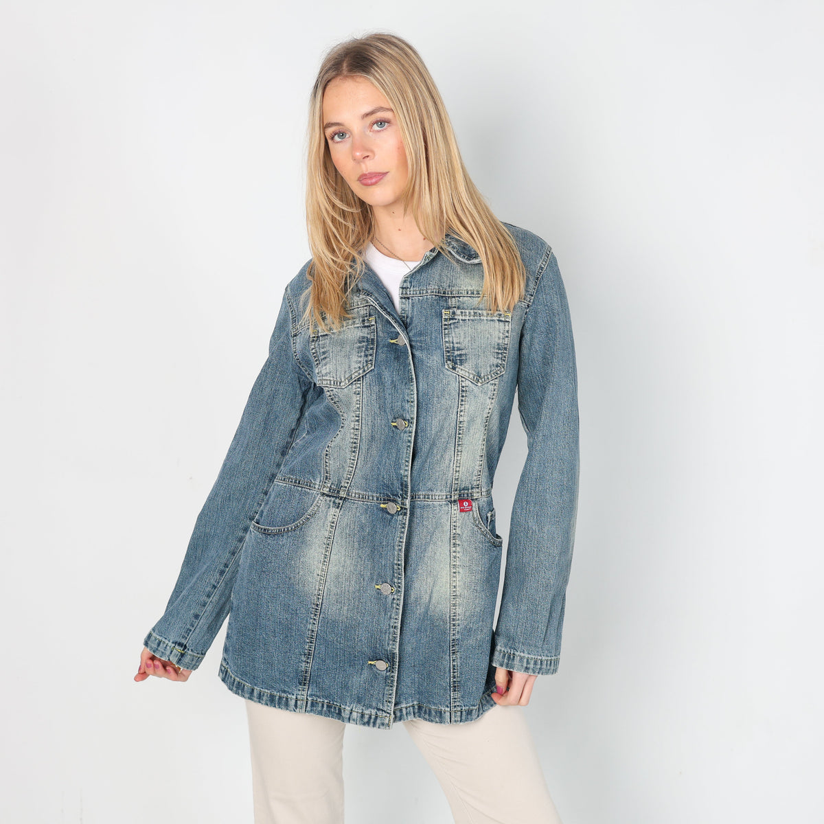 Blue Y2K PitStop Jeans Denim Jacket (L)