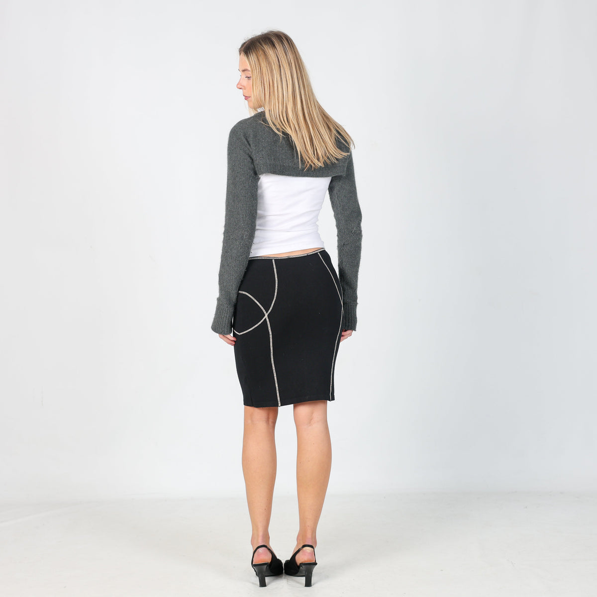 Black Y2K Nell&Me Woven Midi Skirt (XS)