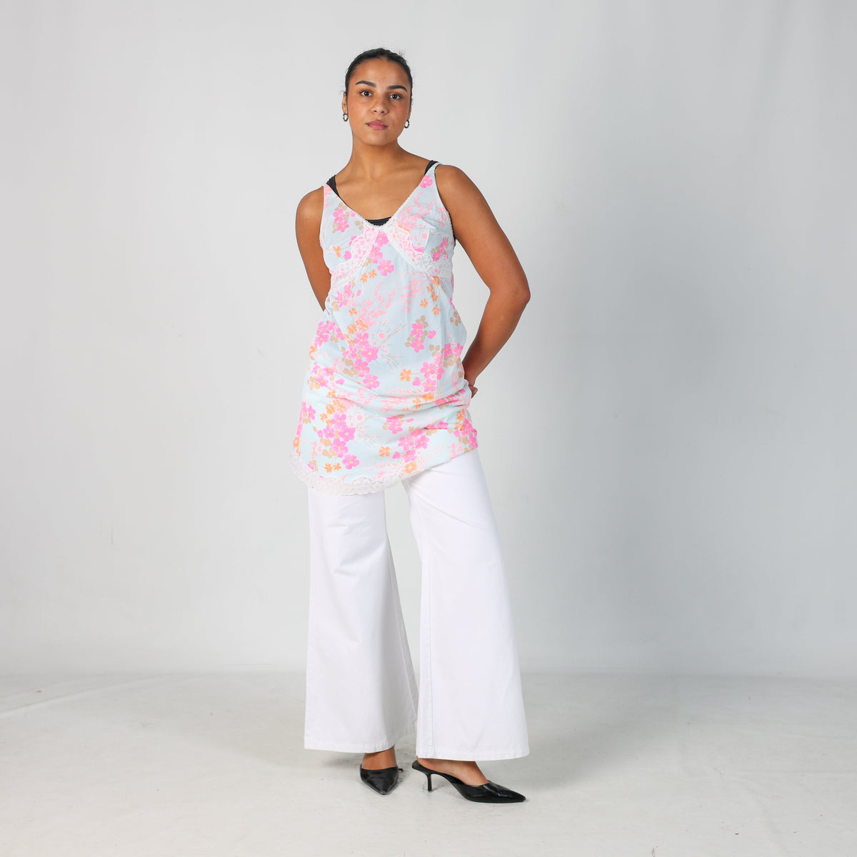 White Y2K Slip Dress (M)
