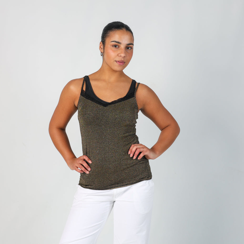 Gold Y2K Tezenis Cami (M)