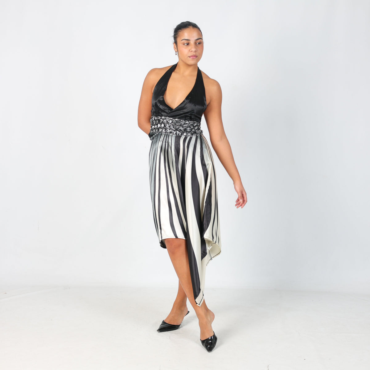 Black Y2K Woven Midi Dress (S)