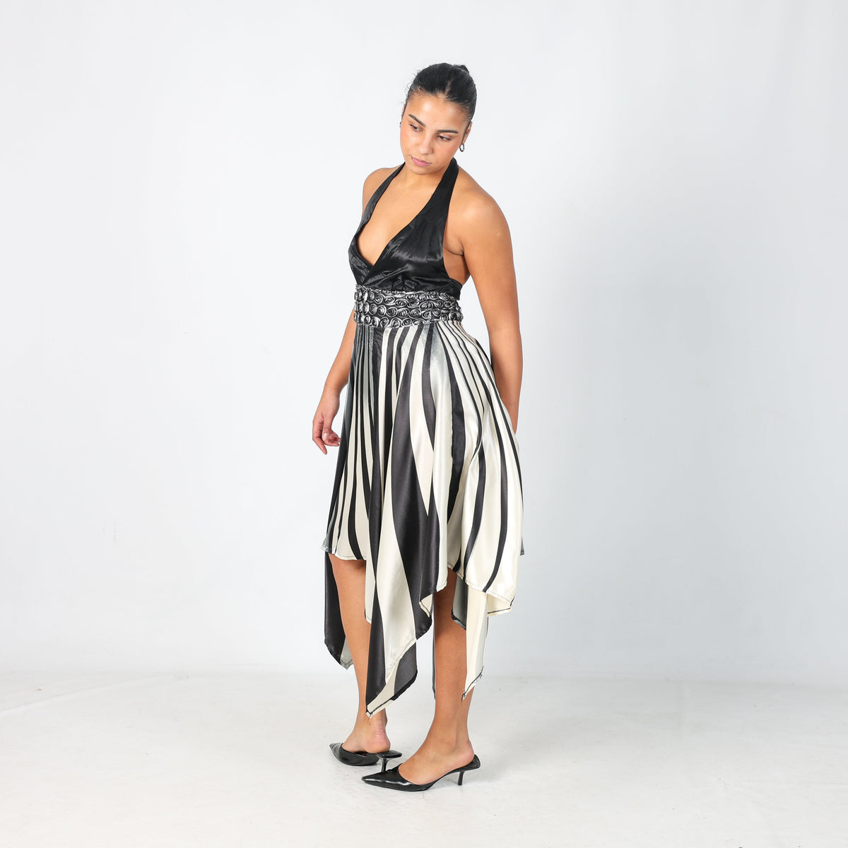 Black Y2K Woven Midi Dress (S)