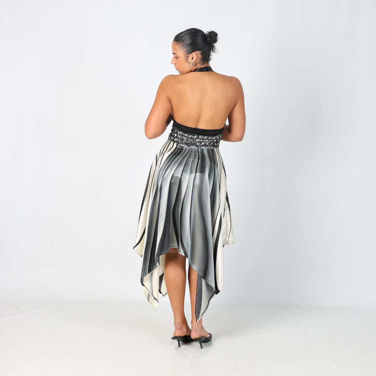 Black Y2K Woven Midi Dress (S)