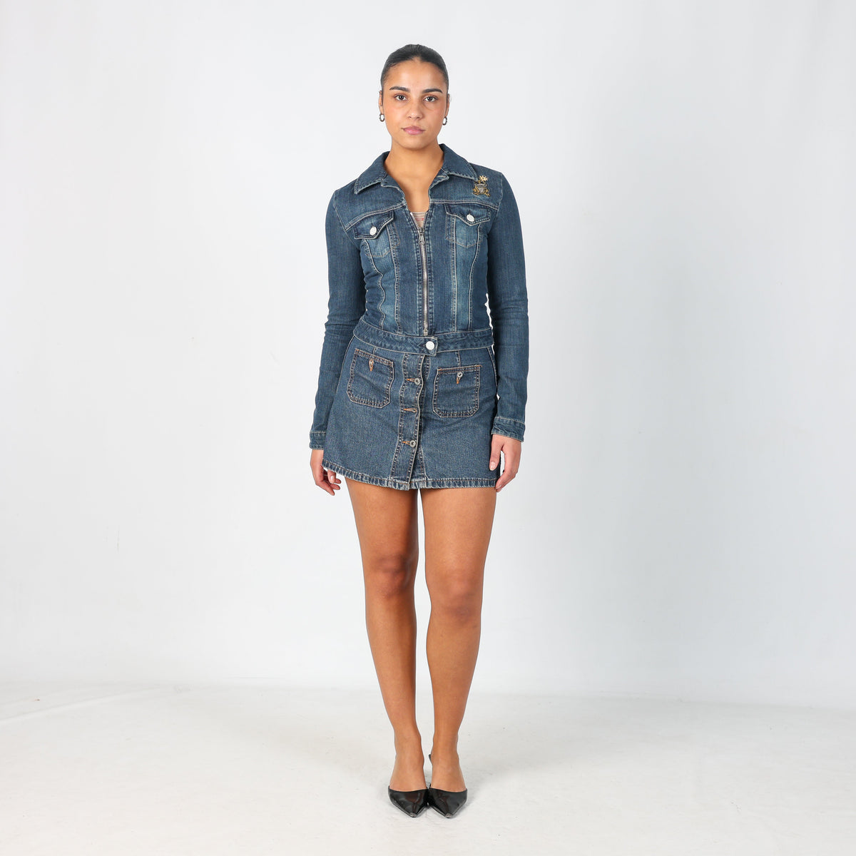 Blue Y2K Onyx Denim Mini Skirt (XS)