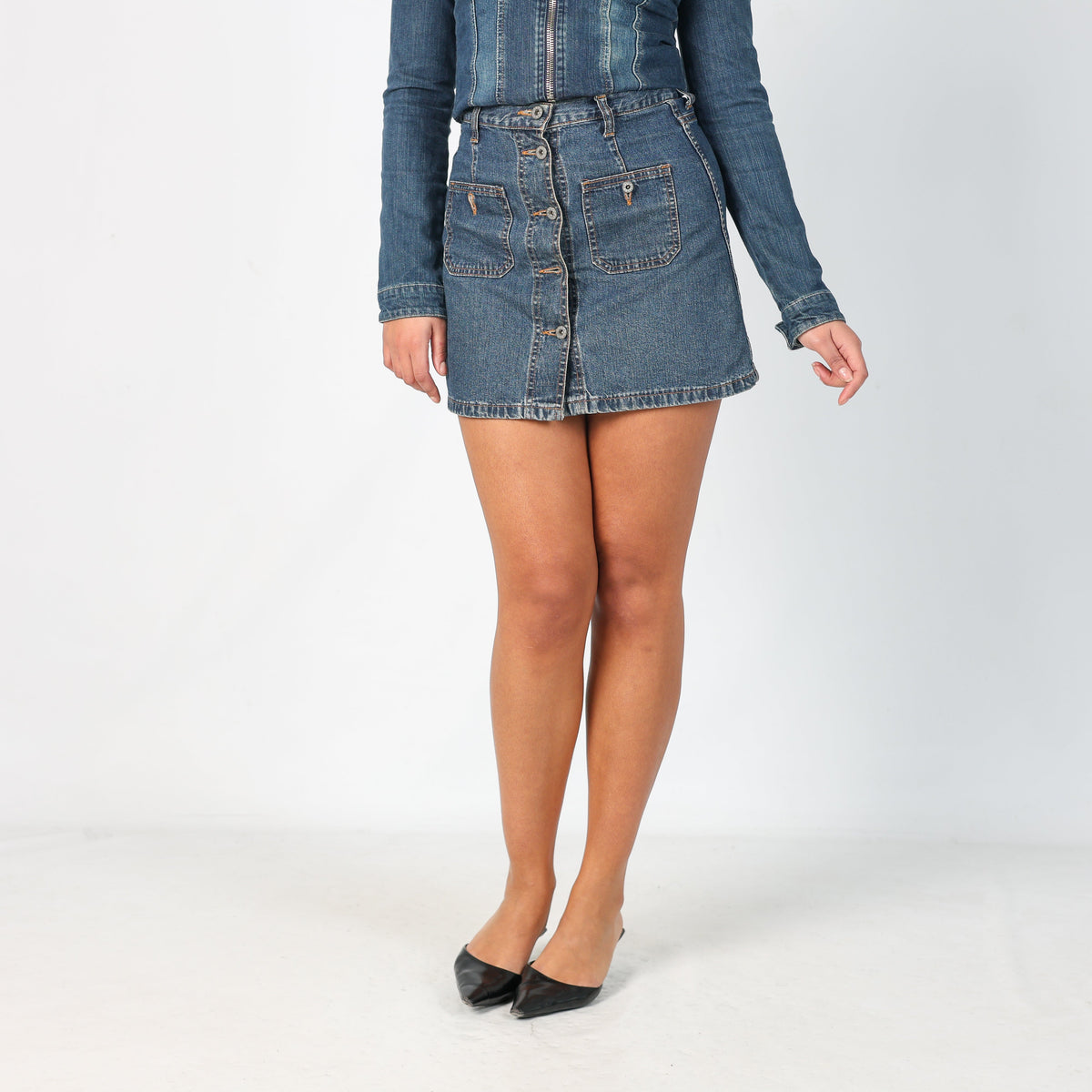 Blue Y2K Onyx Denim Mini Skirt (XS)