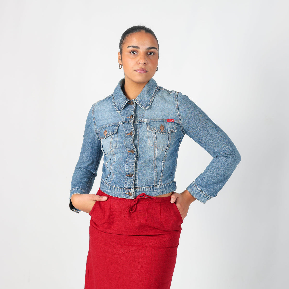 Light Blue Y2K Onyx Denim Jacket (M)
