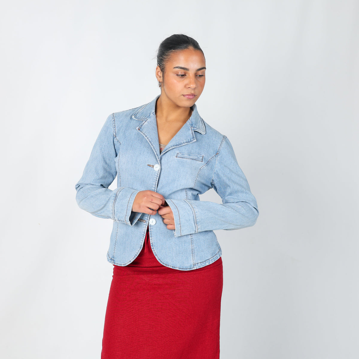 Light Blue Y2K Miss Dolce Denim Jacket (L)
