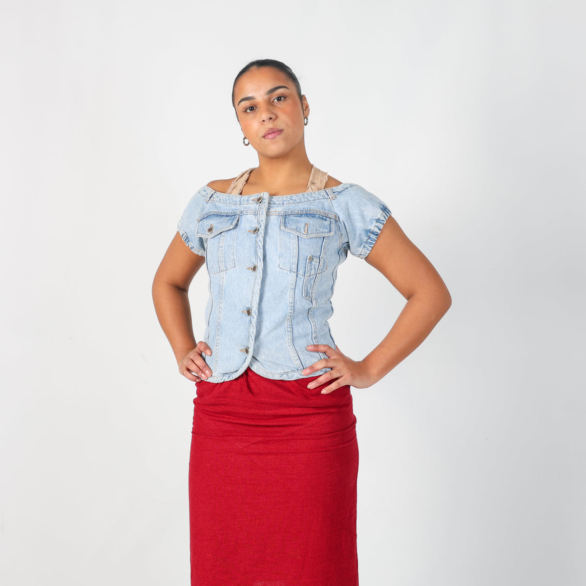 Light Blue Y2K Denim Waistcoat (M)