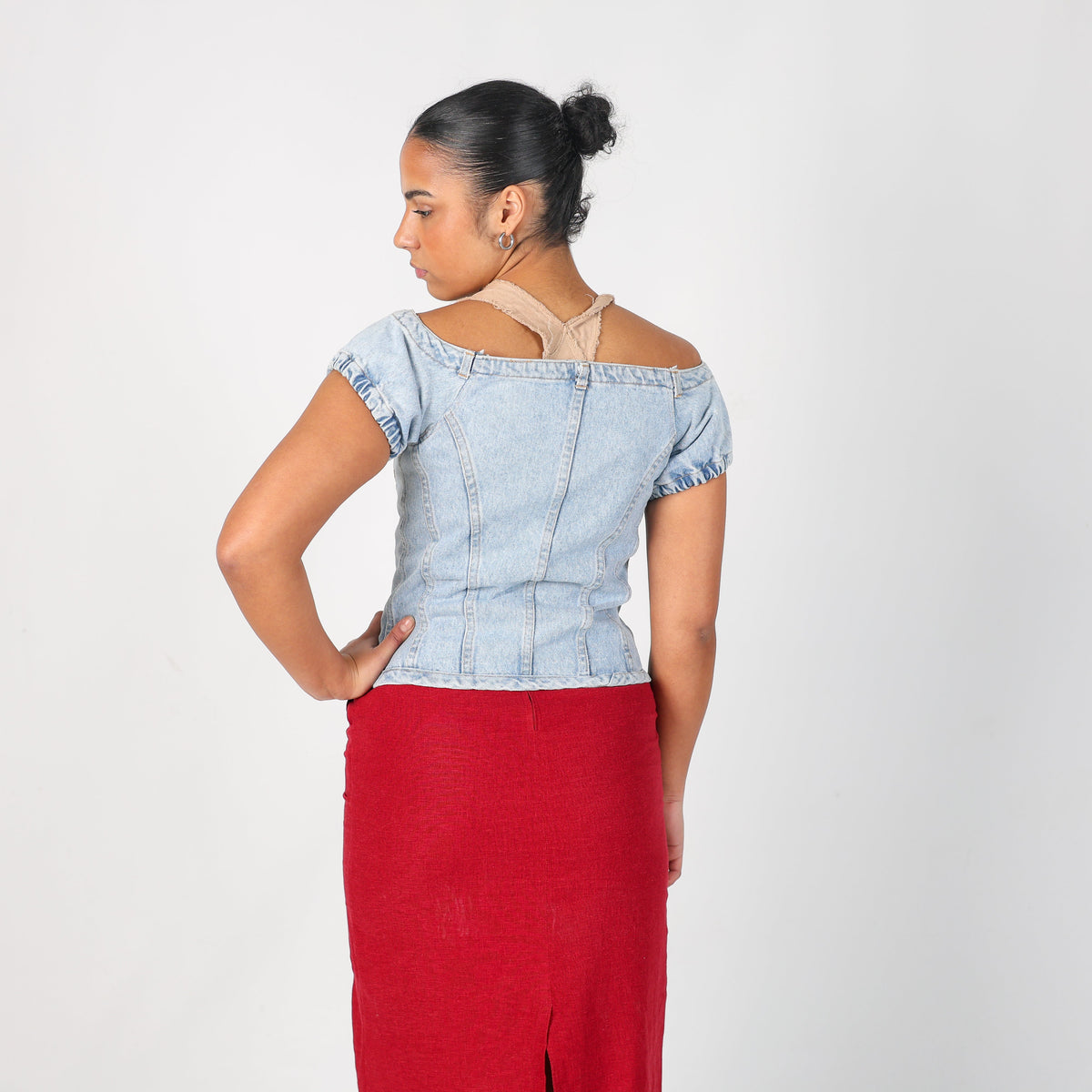 Light Blue Y2K Denim Waistcoat (M)
