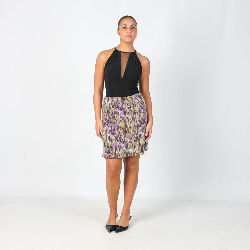 Purple Y2K Made in Italy Woven Midi Skirt (S)