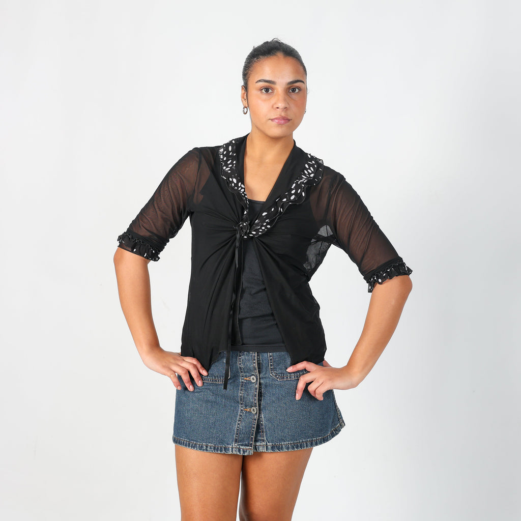Black Y2K Made in Italy Blouse (M)