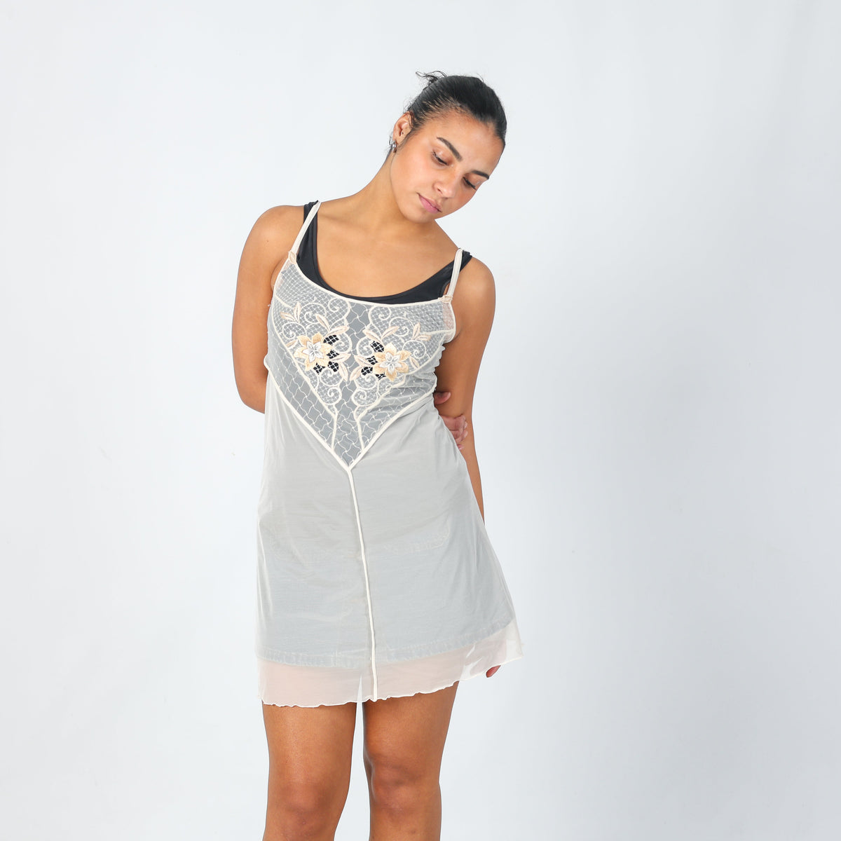 Cream Y2K Made in Italy Slip Dress (S)