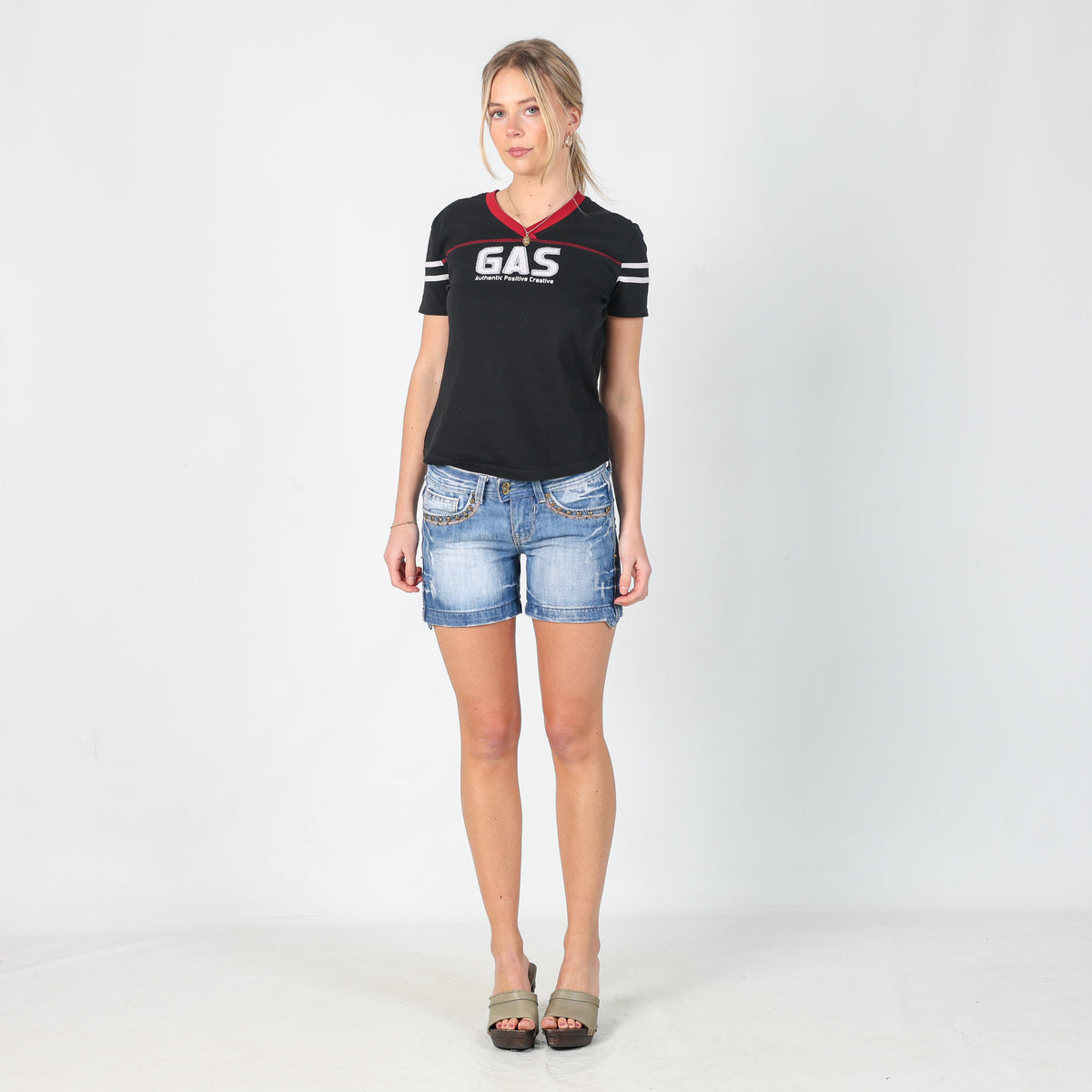 Blue Y2K Farfallina Denim Shorts (XXS)