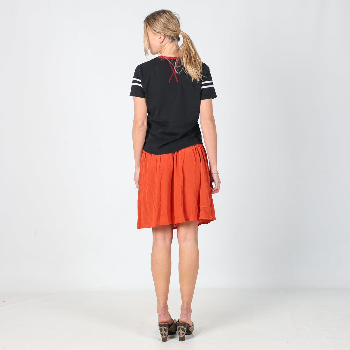 Orange Y2K American Vintage Woven Midi Skirt (XS)