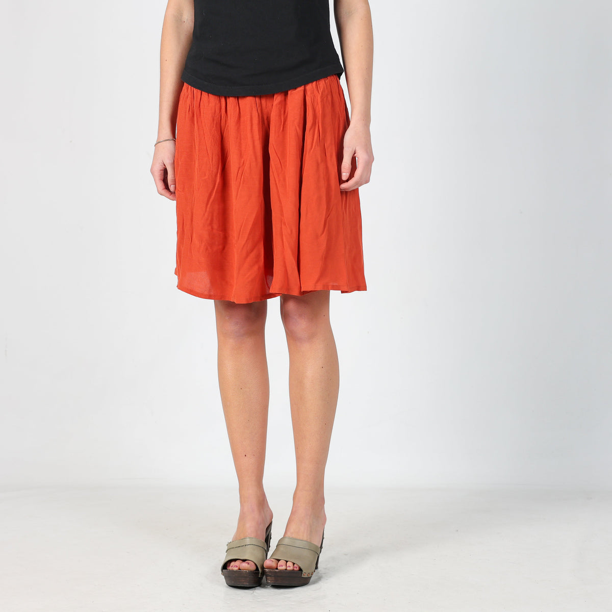 Orange Y2K American Vintage Woven Midi Skirt (XS)