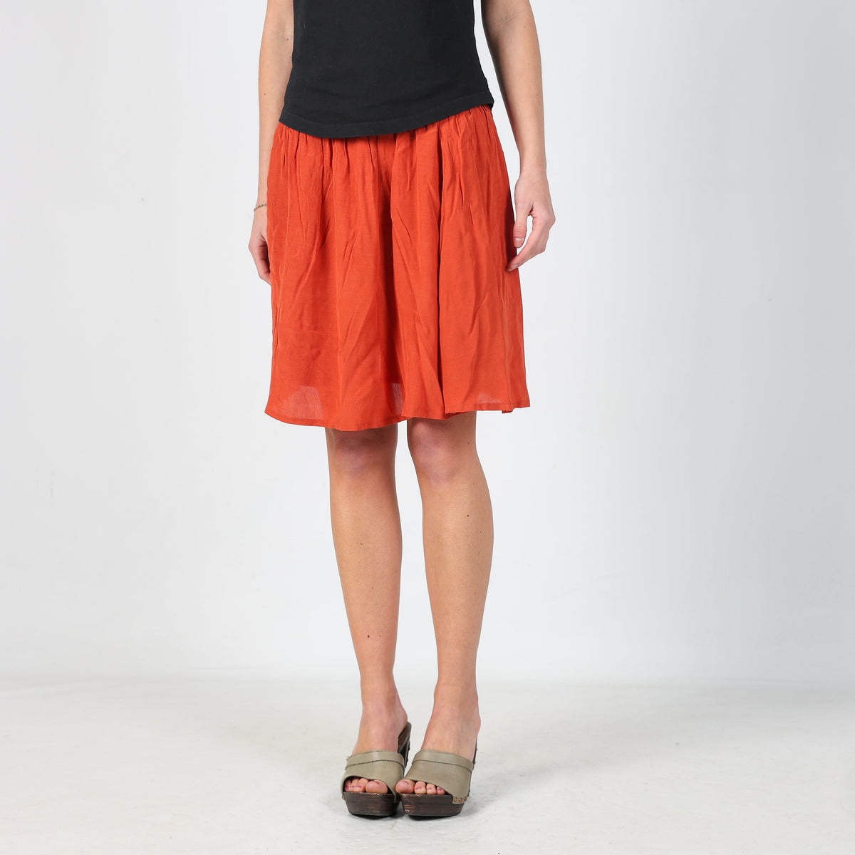 Orange Y2K American Vintage Woven Midi Skirt (XS)