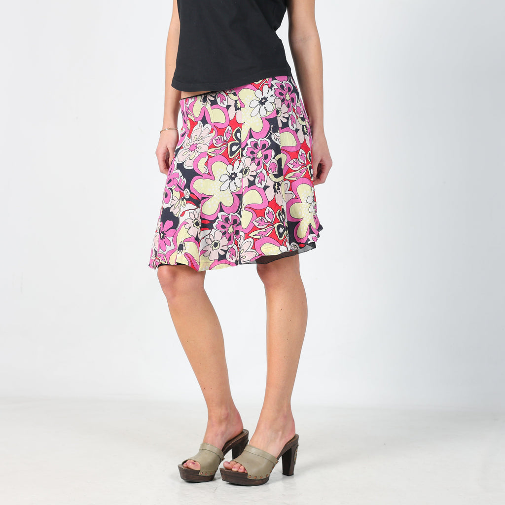 Black Y2K Made in Italy Woven Midi Skirt (S)