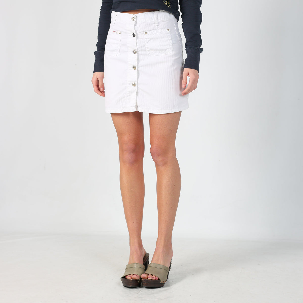 Ivory Y2K Onyx Woven Mini Skirt (XS)