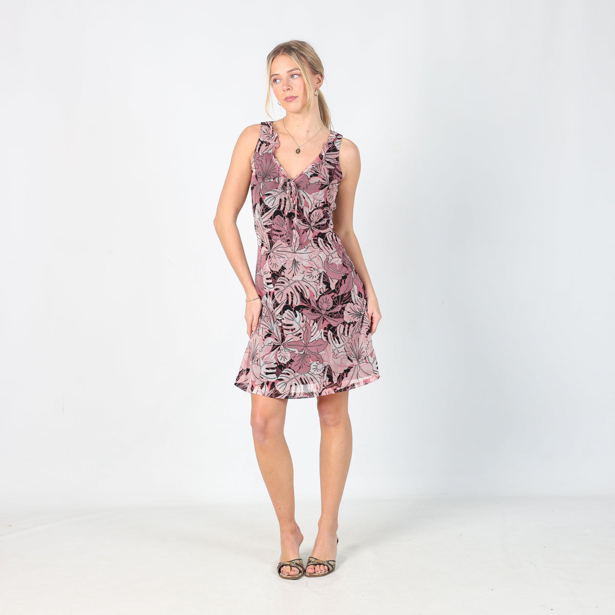 Baby Pink Y2K Woven Midi Dress (M)