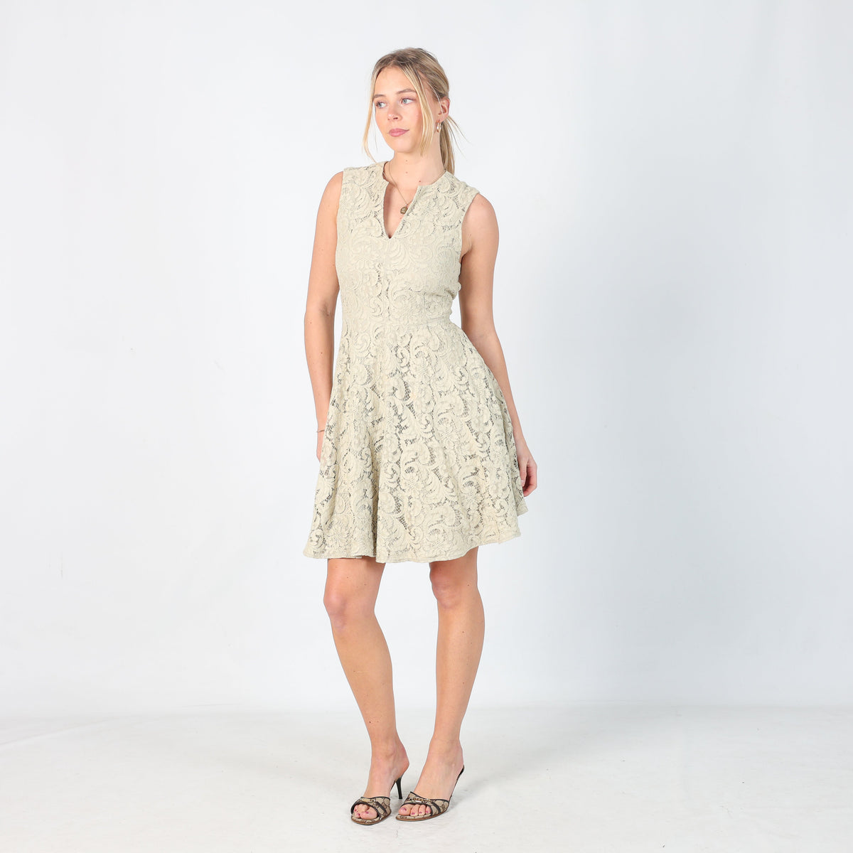 Light Green Y2K Burberry Lace Midi Dress (S)