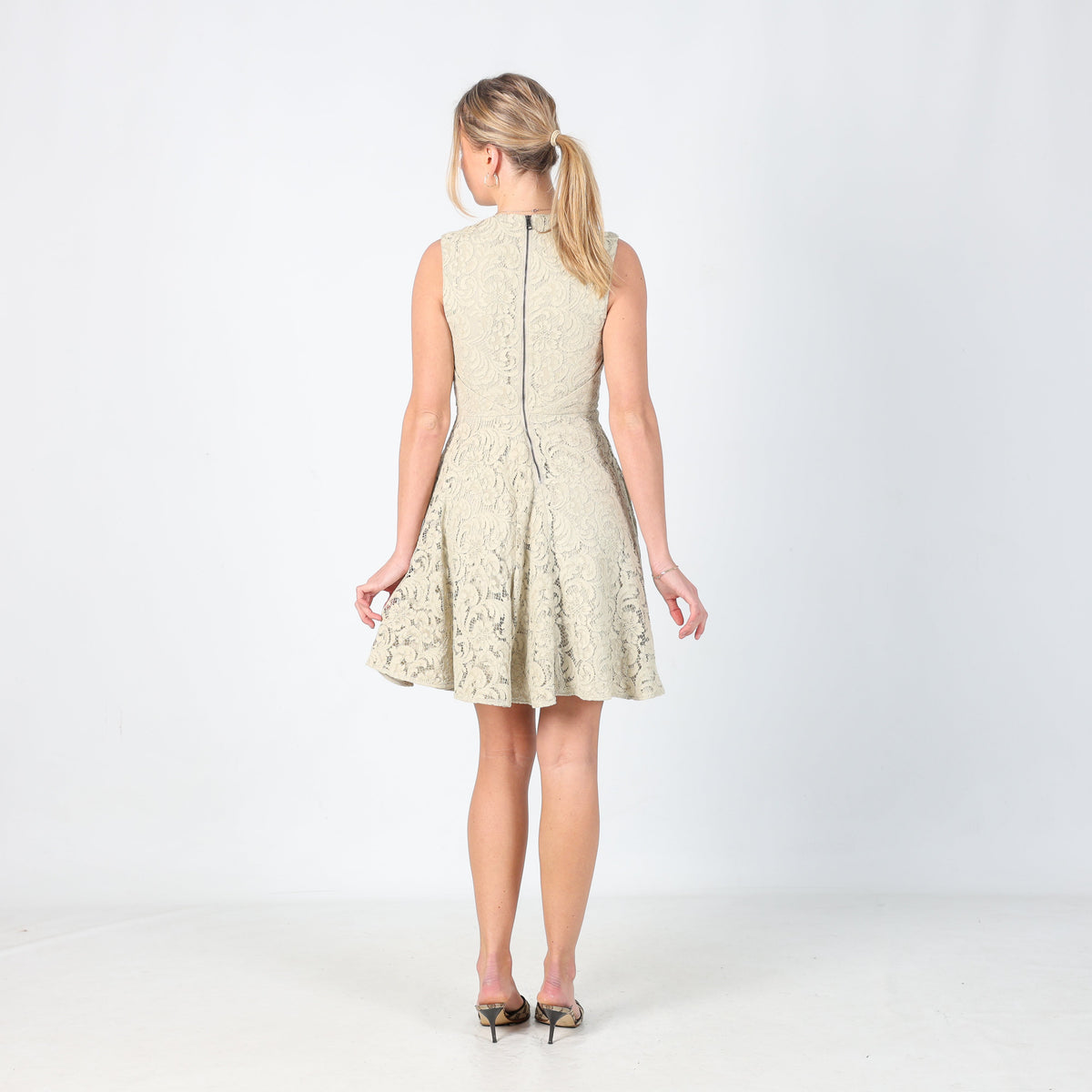 Light Green Y2K Burberry Lace Midi Dress (S)