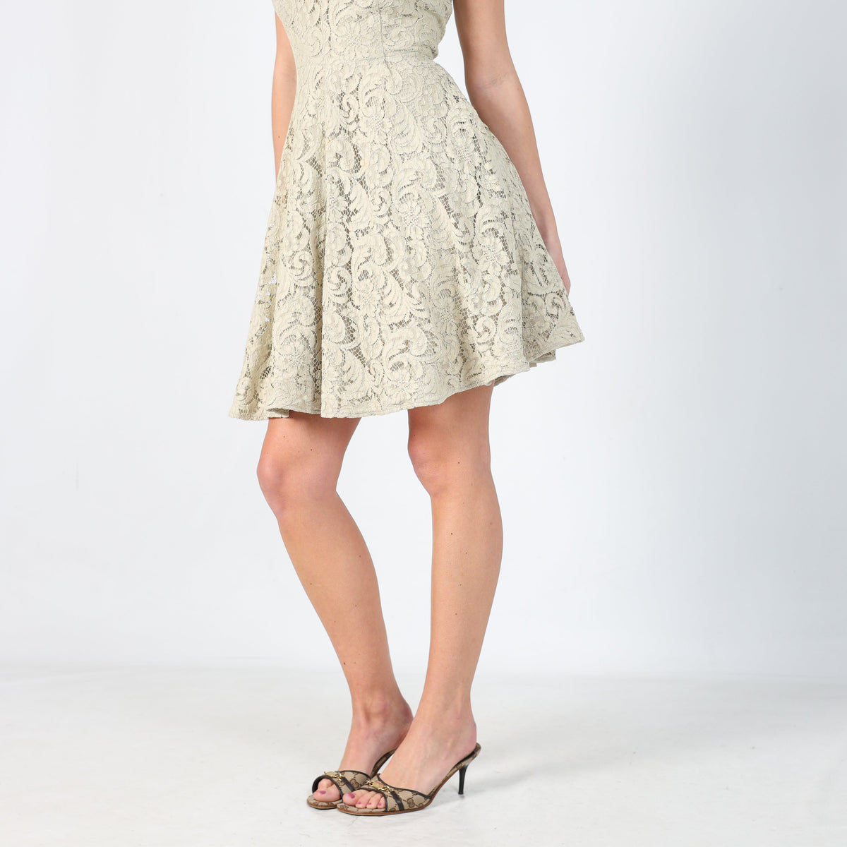 Light Green Y2K Burberry Lace Midi Dress (S)