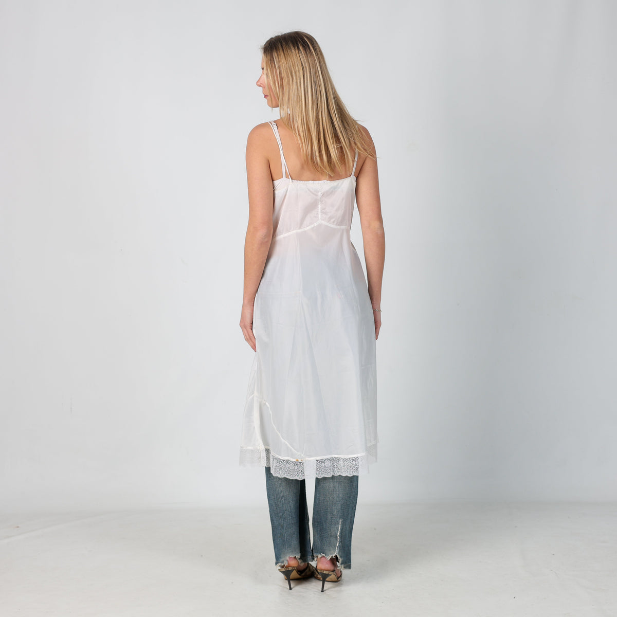 Cream Y2K Slip Dress (M)