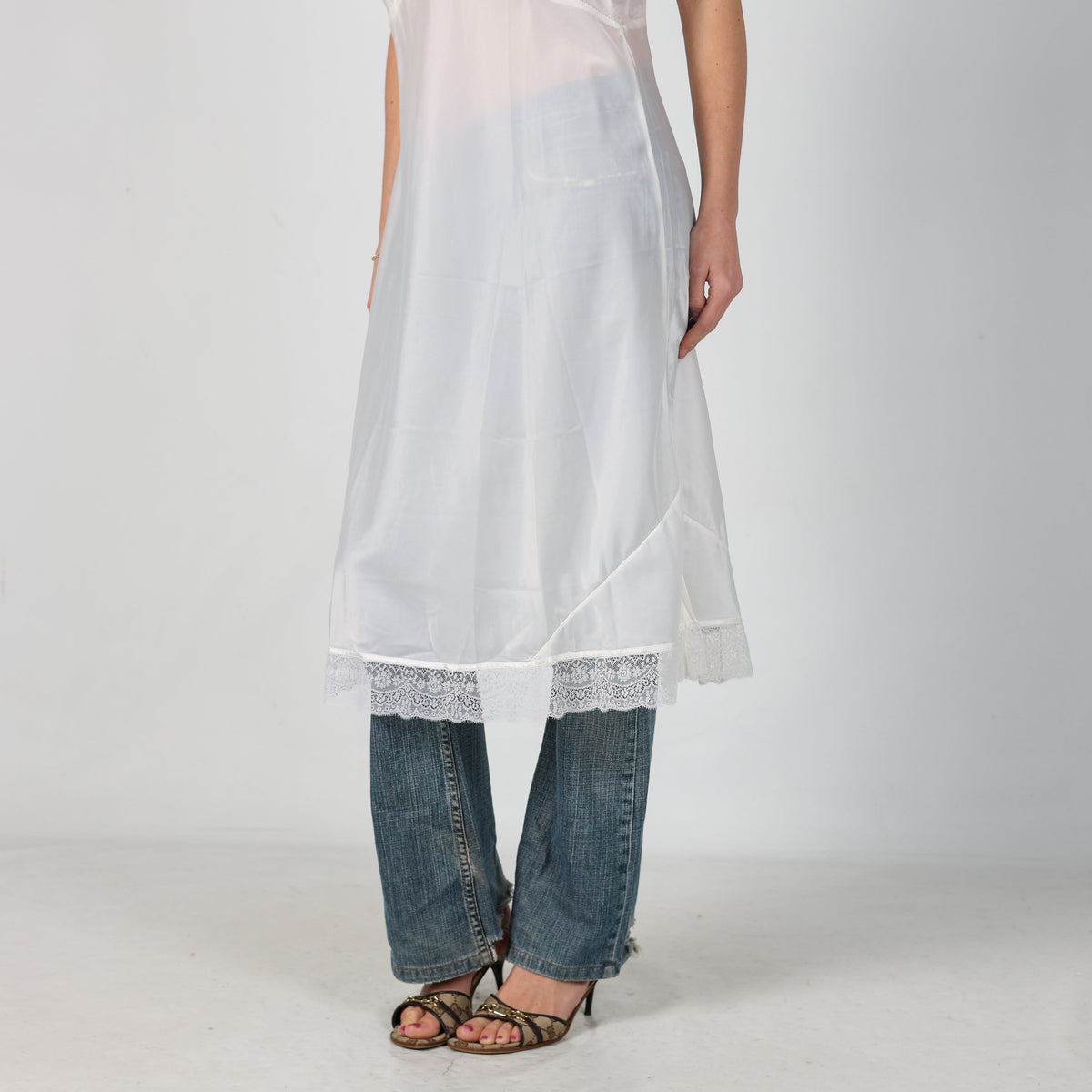 Cream Y2K Slip Dress (M)